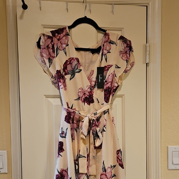 Lulu's Pink and Red Flutter Sleeve Midi Sundress - Picture 5 of 15